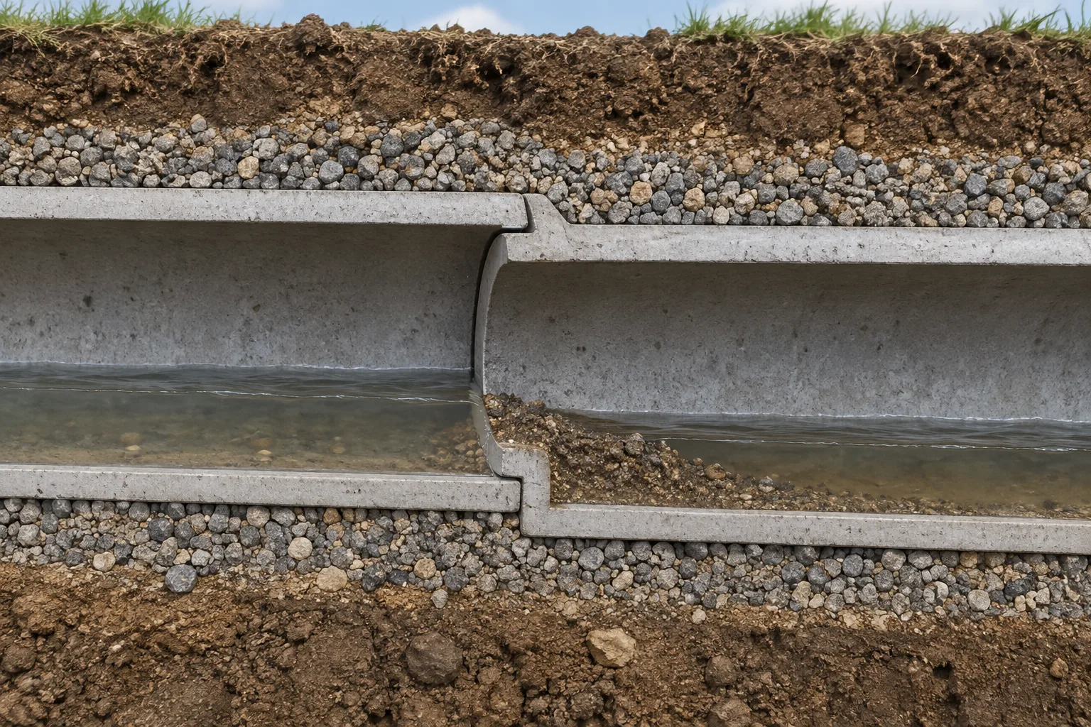Ek yerindeki seviye farkında tortu biriken gider borusunun temsili kesiti