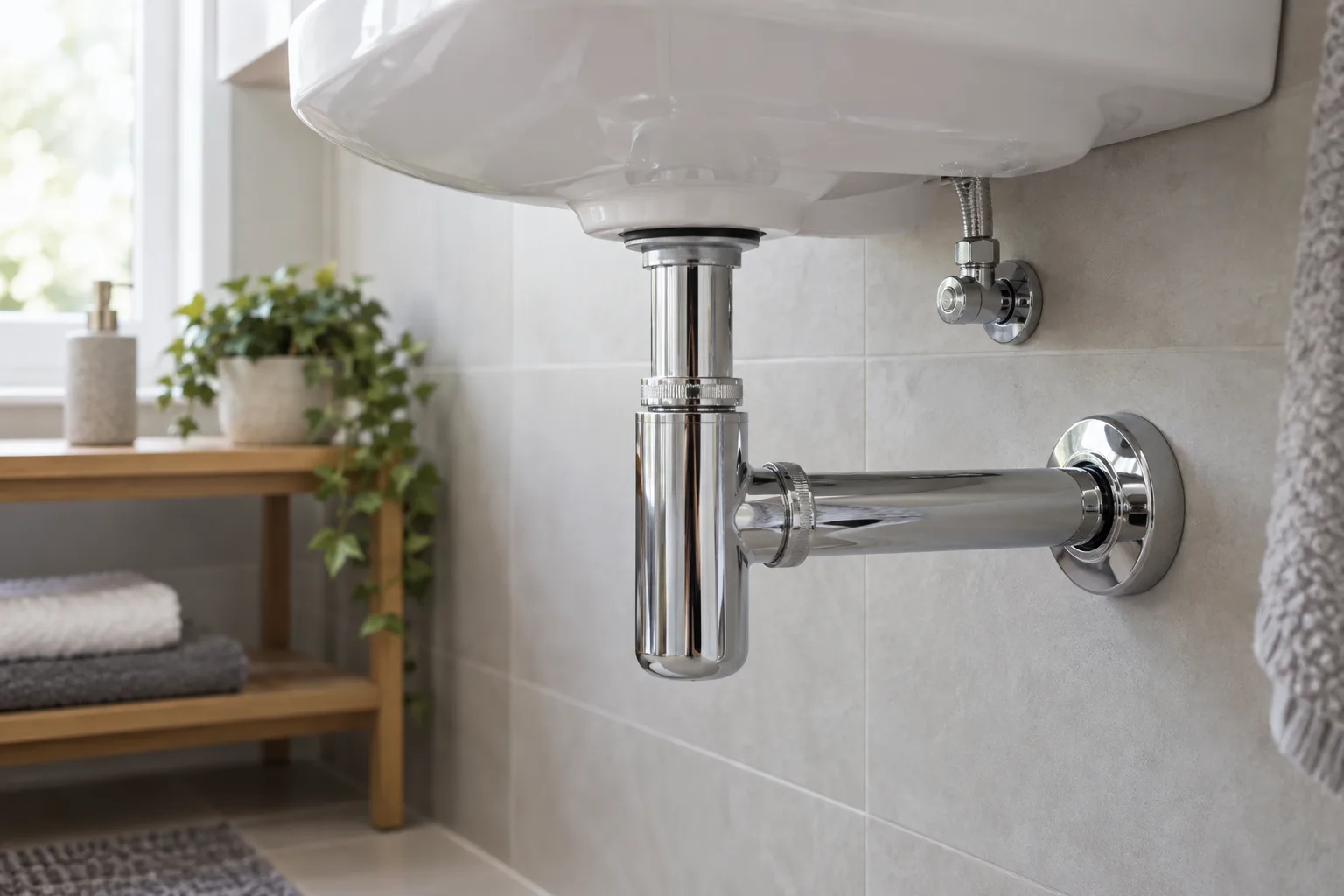 Banyo lavabosunun sifonu ve duvar gideri bağlantısı