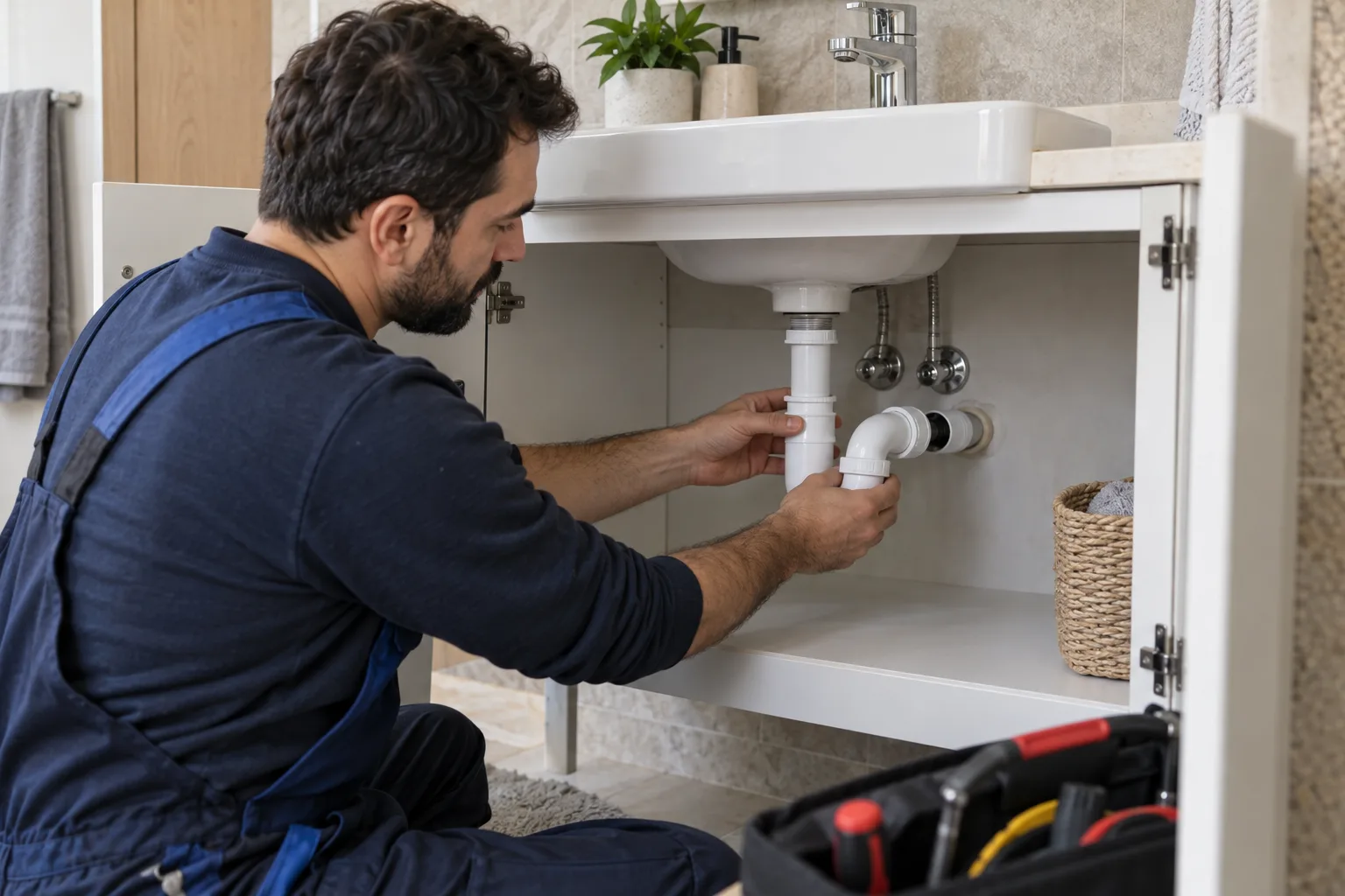 Lavabo sifonu ile duvar giderinin hizalanması