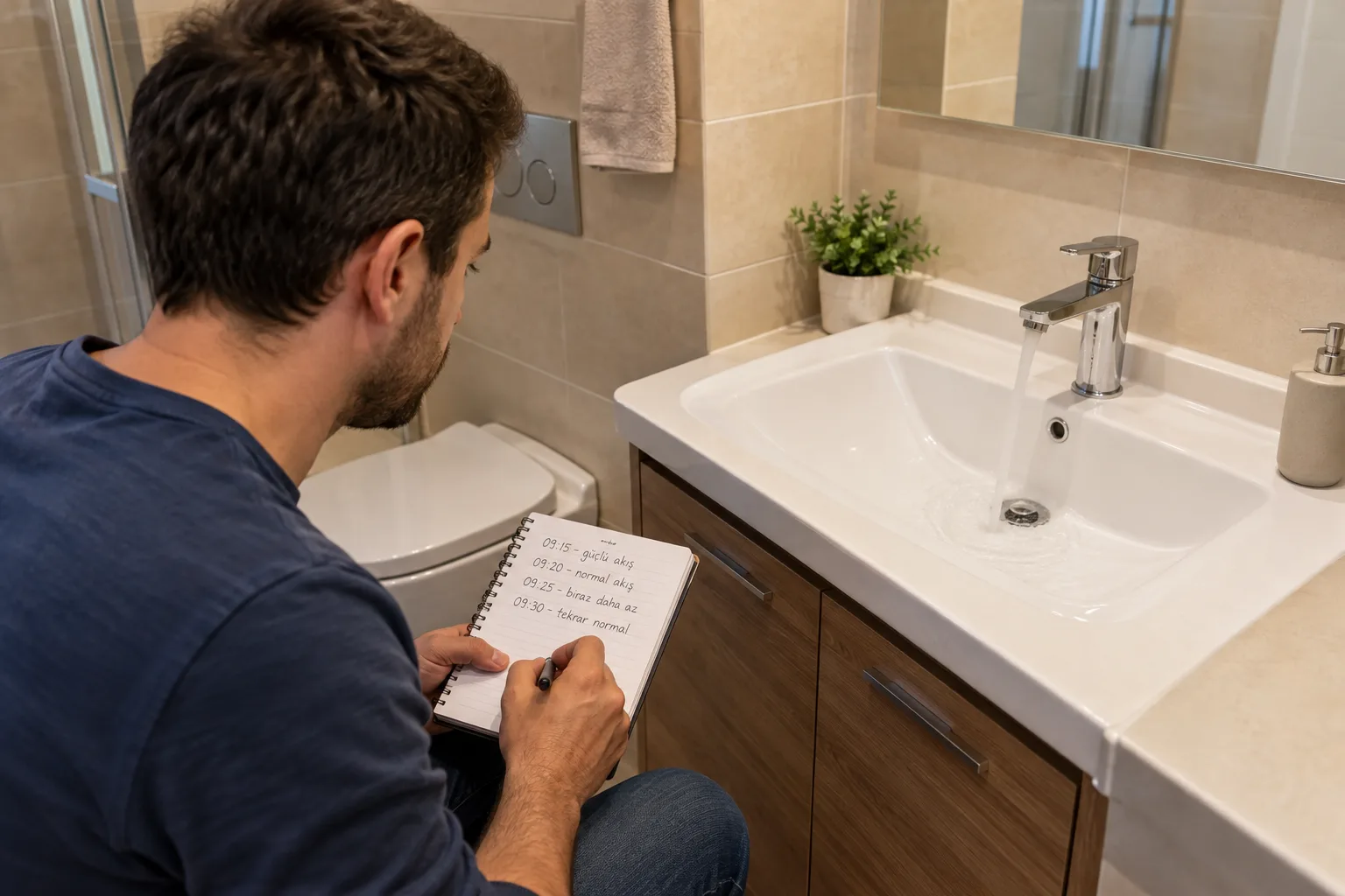 Evde lavabo akışına ilişkin gözlemlerin yazılması