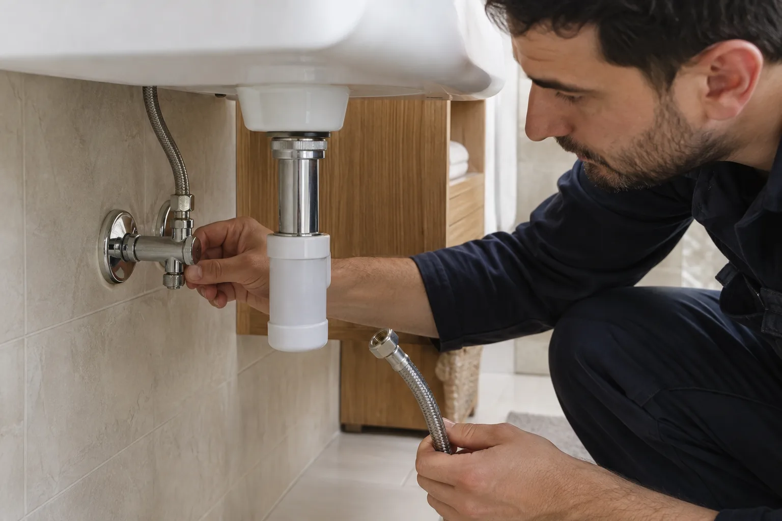 Lavabo besleme vanasına erişimin ve bağlantının değerlendirilmesi