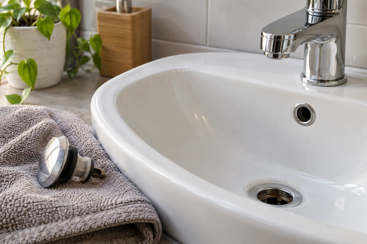 Lavabo tıpası ve taşma açıklığının yüzey kontrolü