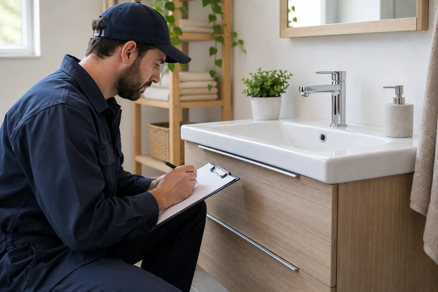 Lavabo yanında kol inceleme notlarını kaydeden kişi
