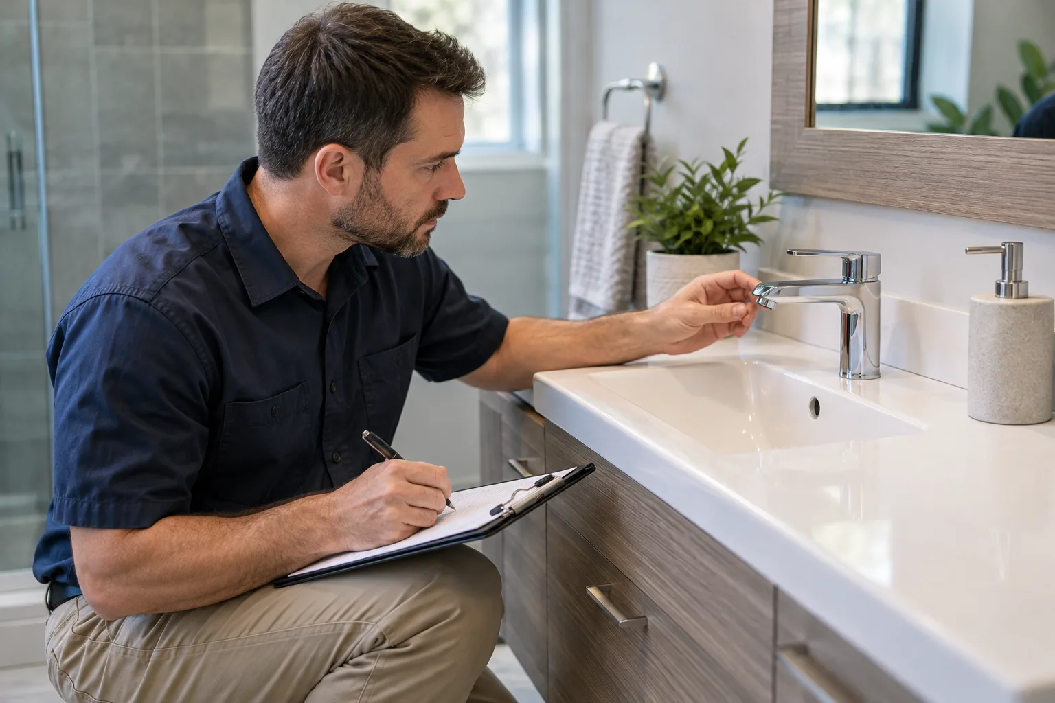 Lavabo musluğu yanında kullanım gözlemini kaydeden kişi