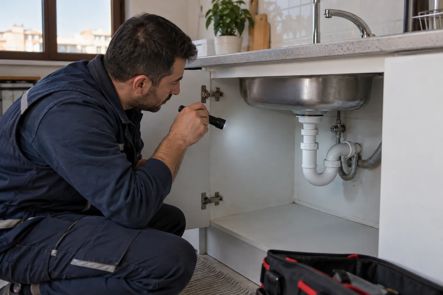 Evye sifonunun onarım sonrasında ışıkla kontrol edilmesi