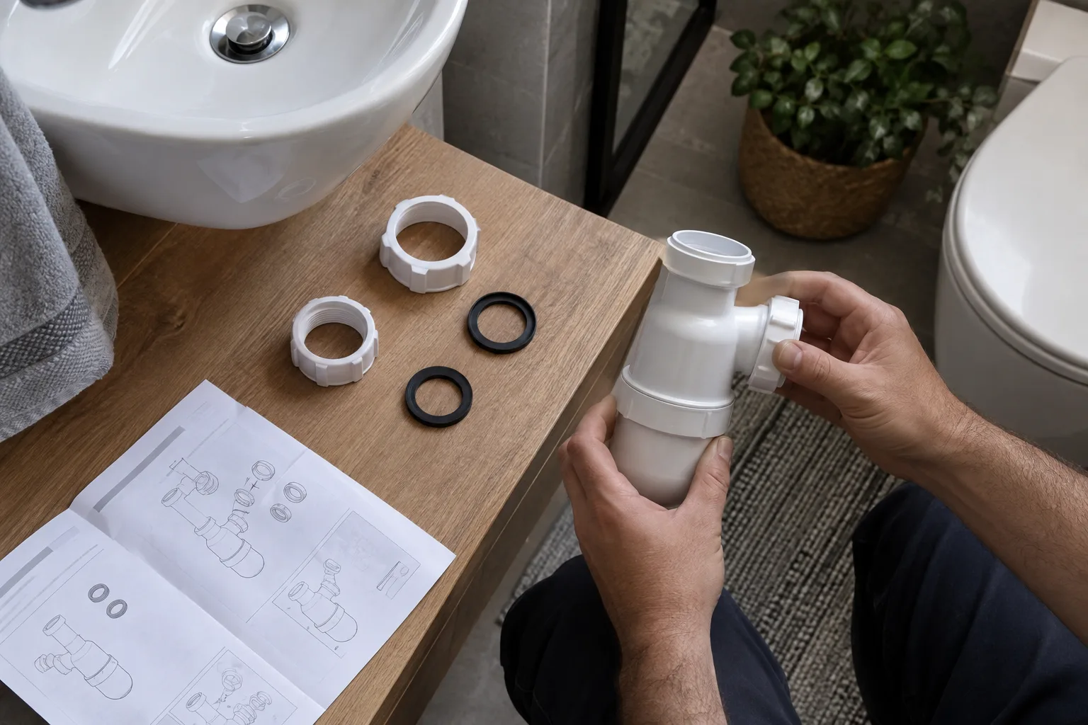 Lavabo sifonu parçaları ve contalarının ürün bilgisiyle karşılaştırılması